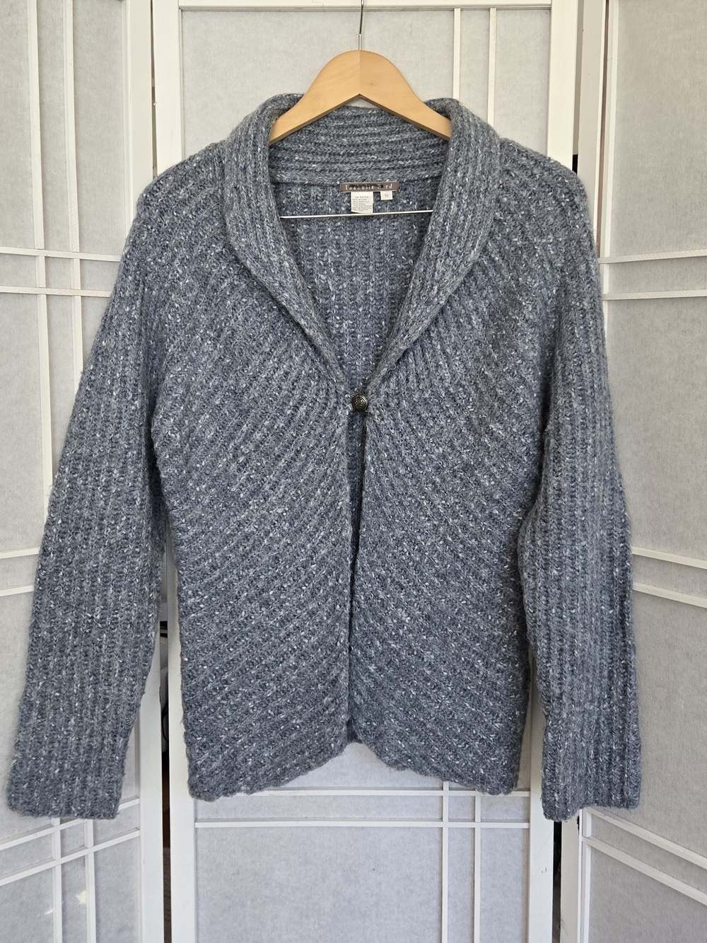 Cozy Shawl-Collar Cardigan Sweater - Gray